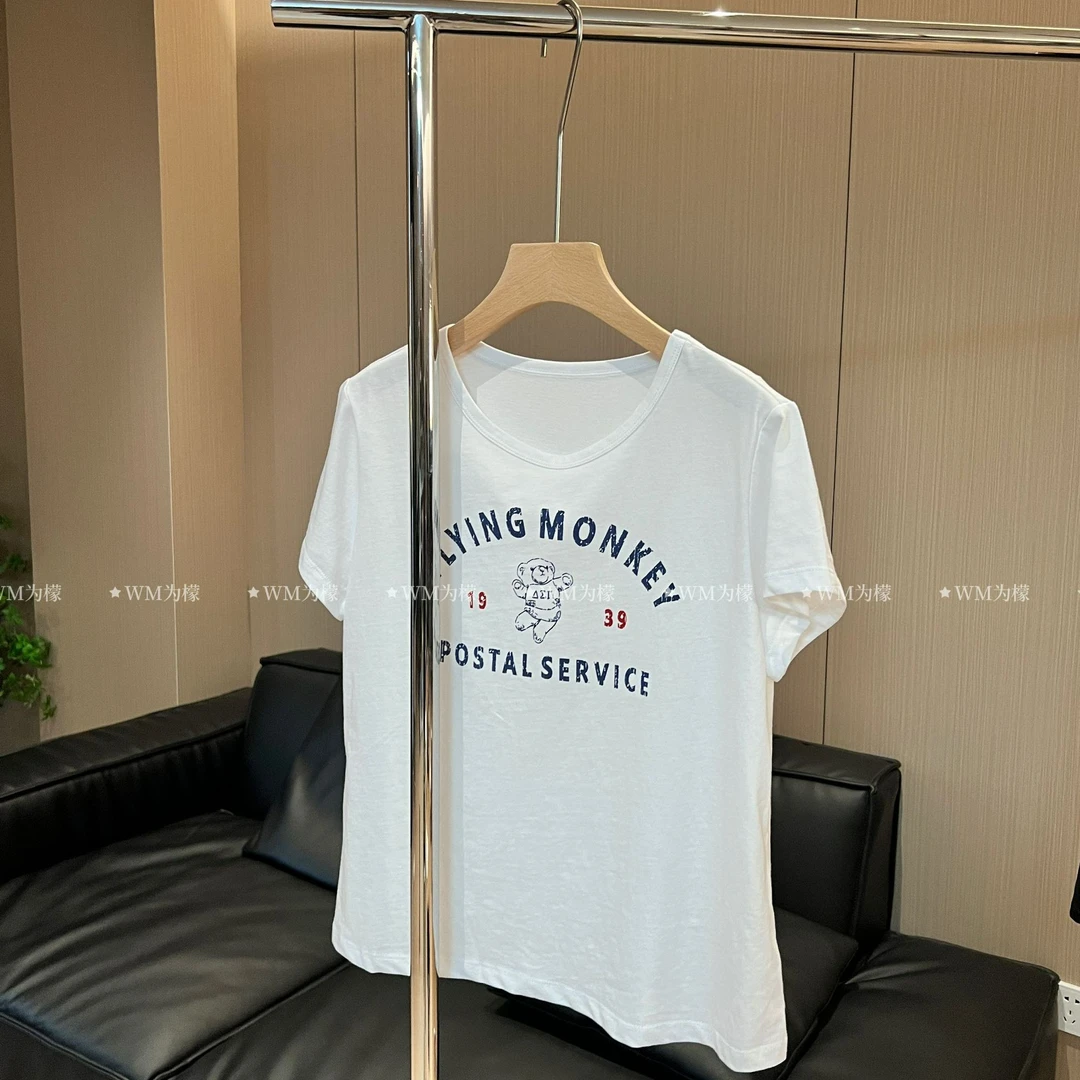 WMeng.【字母简约T】韩货百搭夏款圆领常规版型TJS-T-25041504