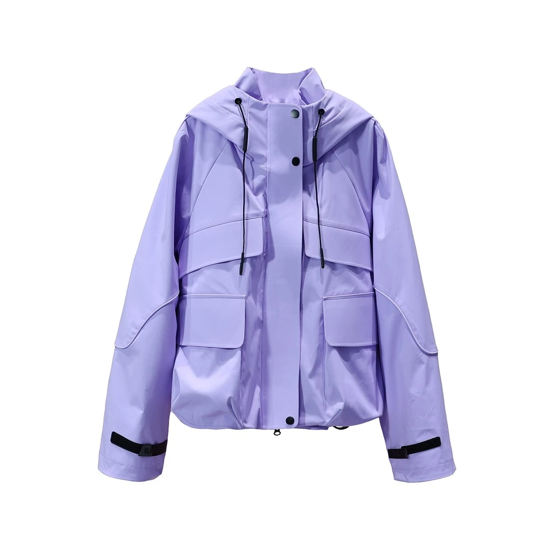 【韩哥女装】设计款《紫花何太媚》丁香紫工装风廓形连帽外套6205-C9