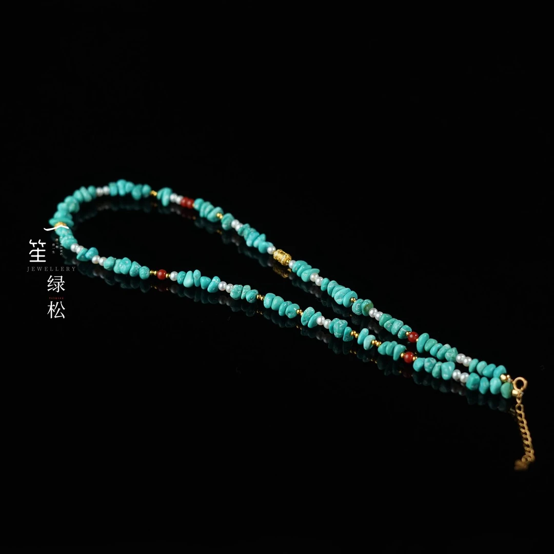 【一笙珠宝】天然湖北原矿绿松项链