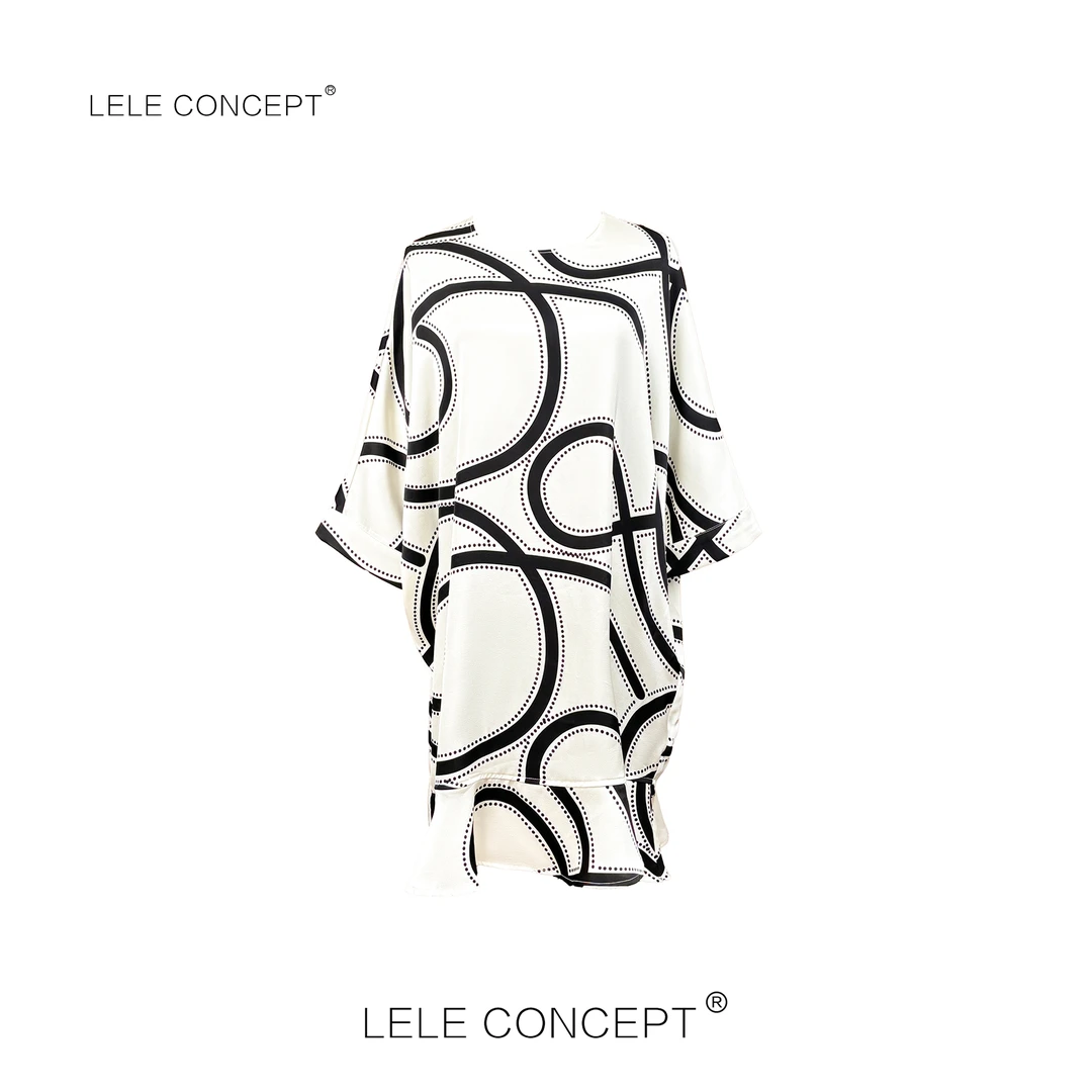 LELE CONCEPT丨都市气质高级设计款链条花纹连衣裙Q0667