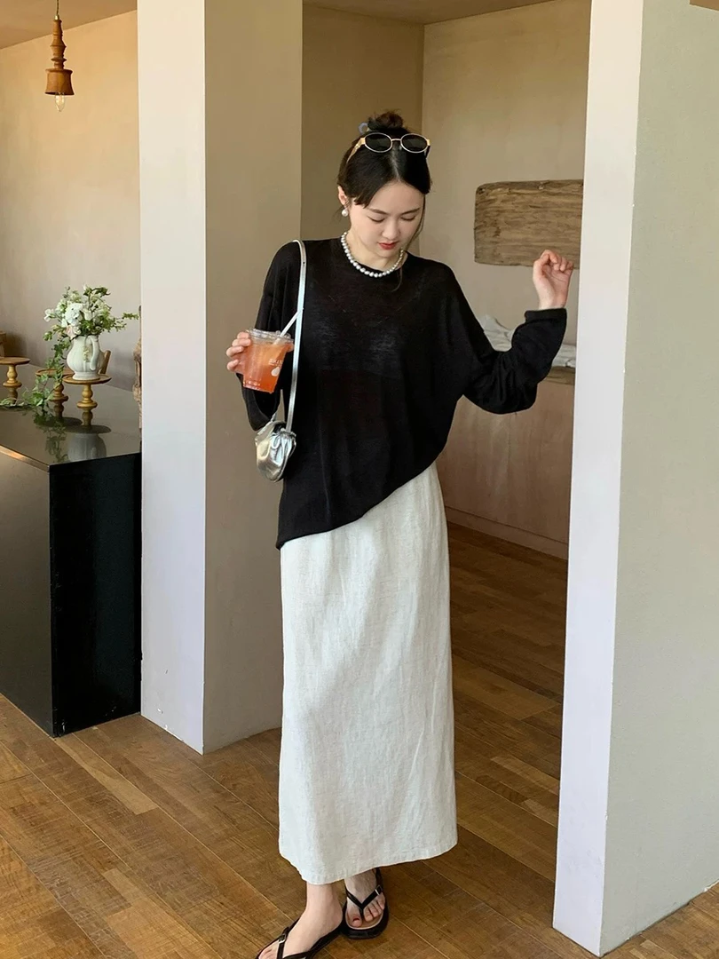 天丝亚麻一步裙女