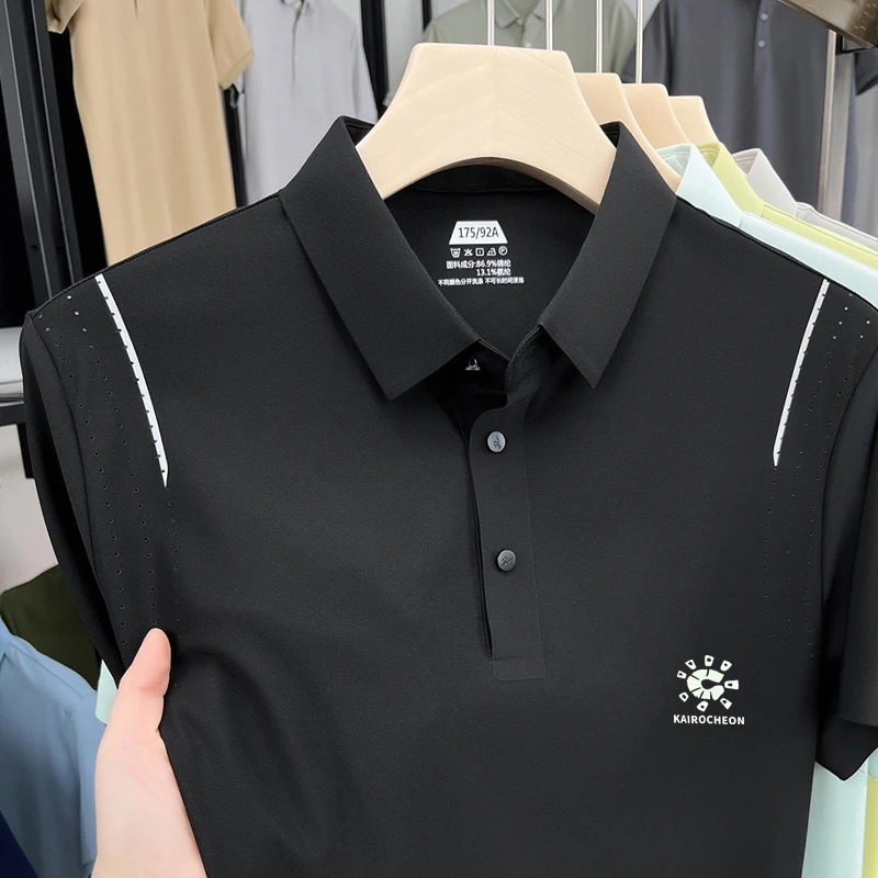 夏季薄款Polo衫运动潮流男装短袖t恤半袖T恤速干激光网眼透气凉爽
