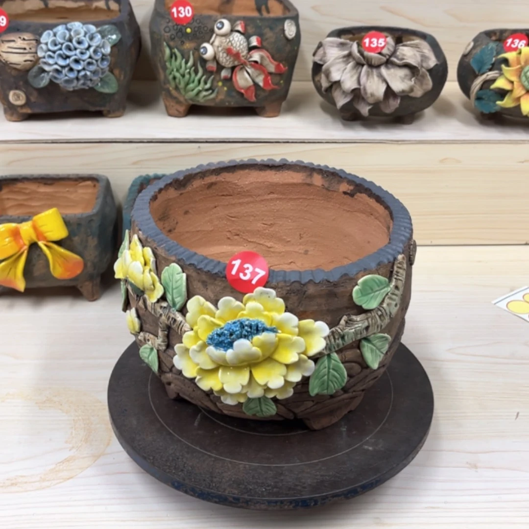 【闪购商品】紫砂花盆137号内口18.5×19.5外高15