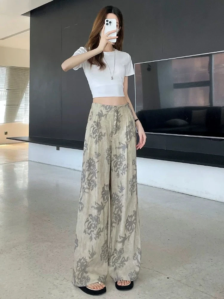 秒搭风暴2025爆款夏季天丝麻中国风直筒裤百搭显高显瘦