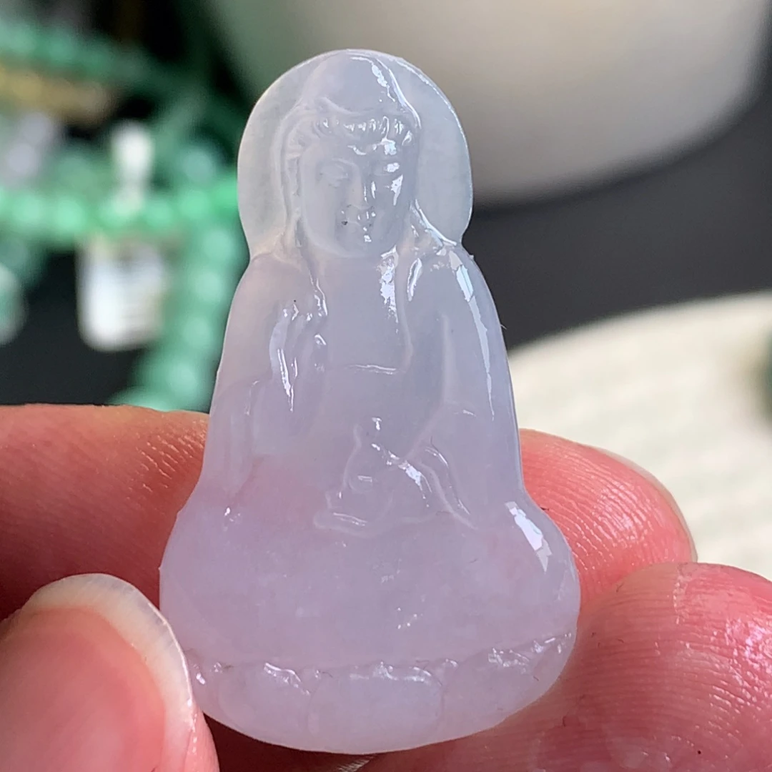 未镶嵌定制翡翠淡紫底观音