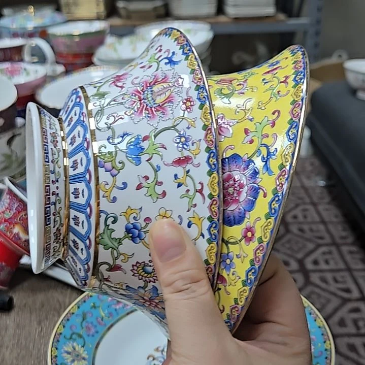 瓷片微瑕珐琅彩金标马蹄面碗6666