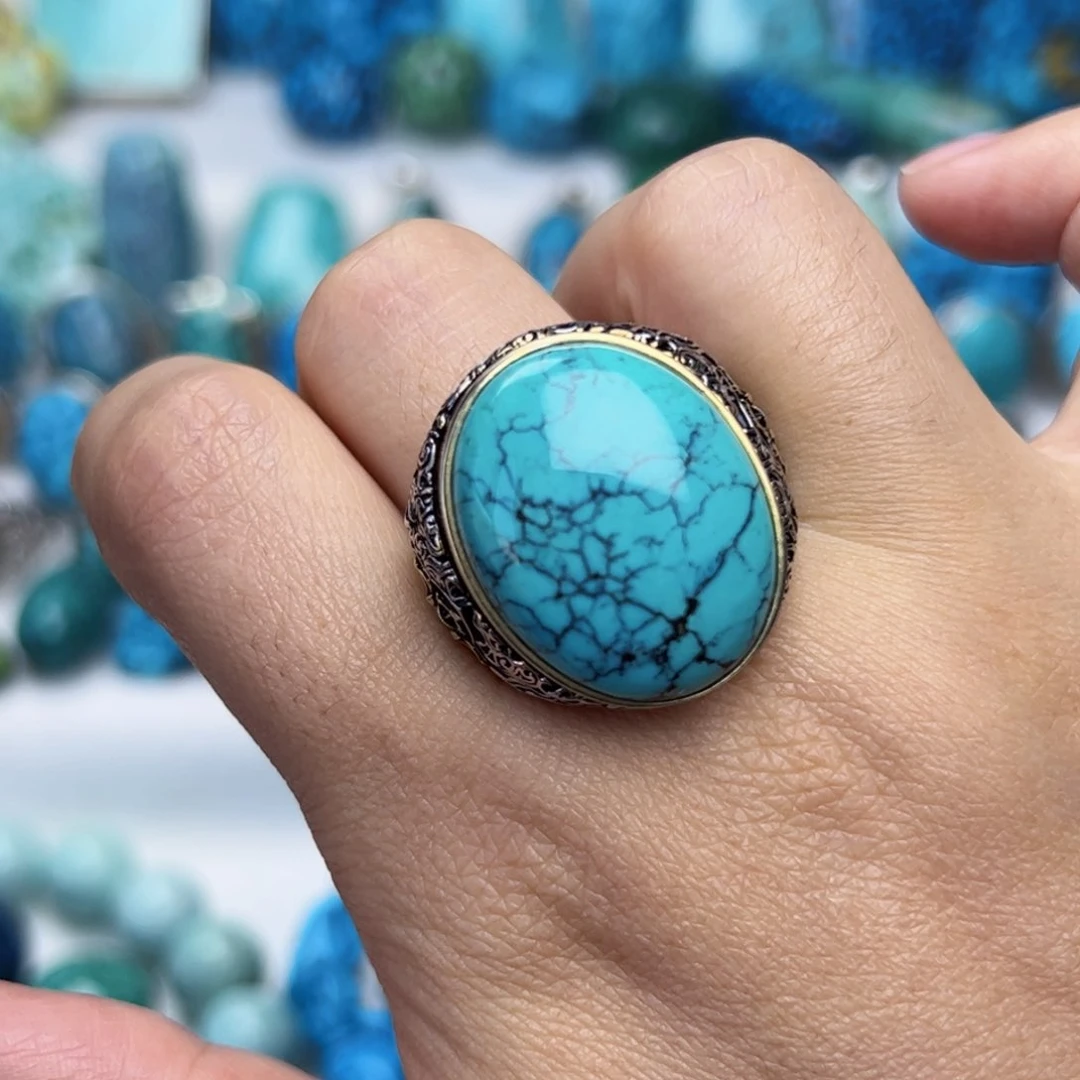 绿松石珠宝奇石银S925镶嵌