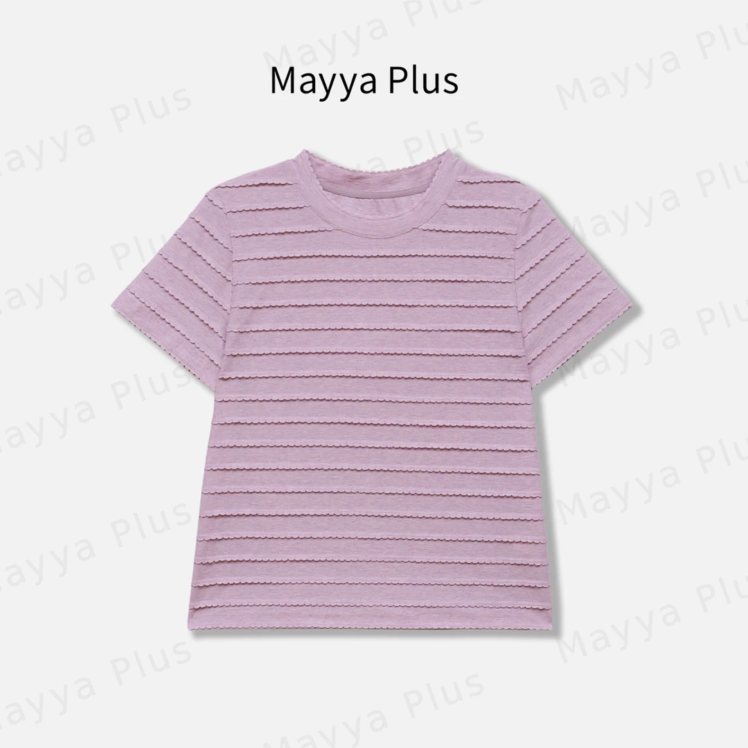 【马代日记】MayyaPlus麦芽定制设计感条纹短袖上衣百搭T恤32528371
