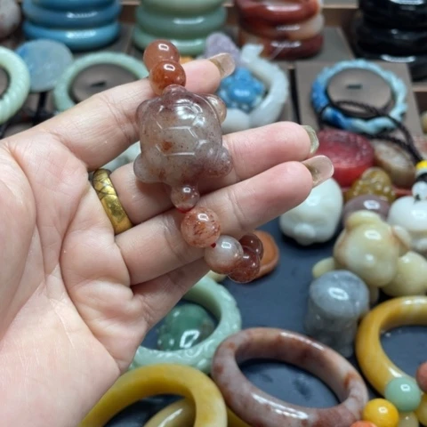 合金石英质玉（黄龙玉）手链