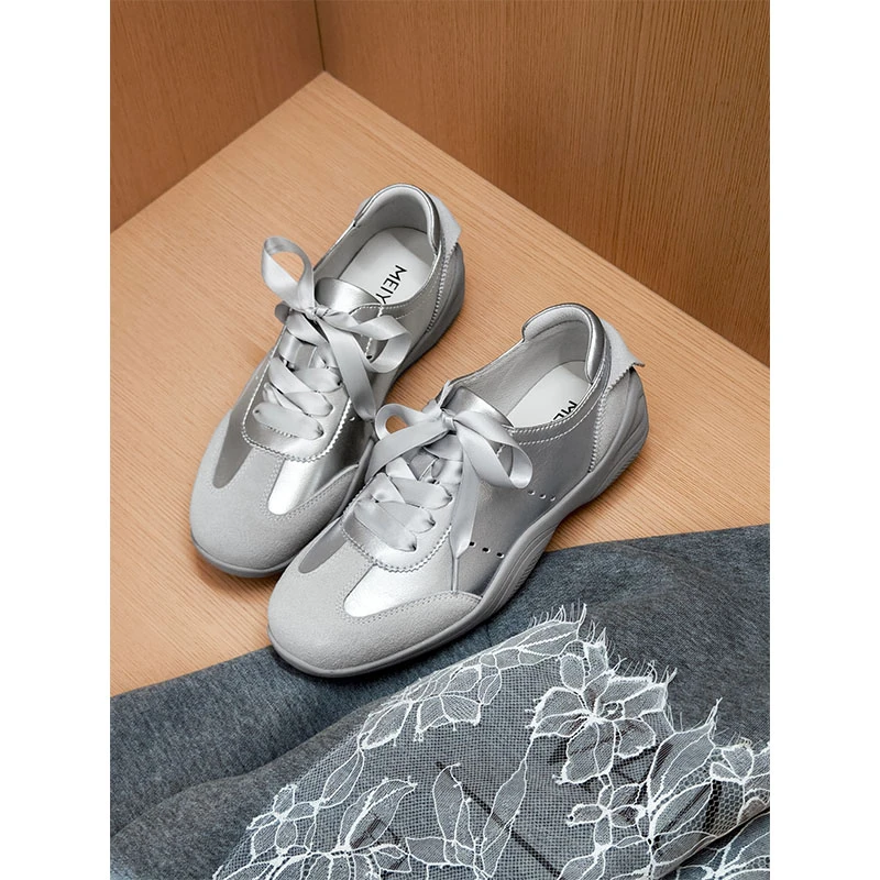 美洋MEIYANG 小飞燕德训鞋 瘦瘦鞋！牛反绒未来感圆头丝带休闲鞋