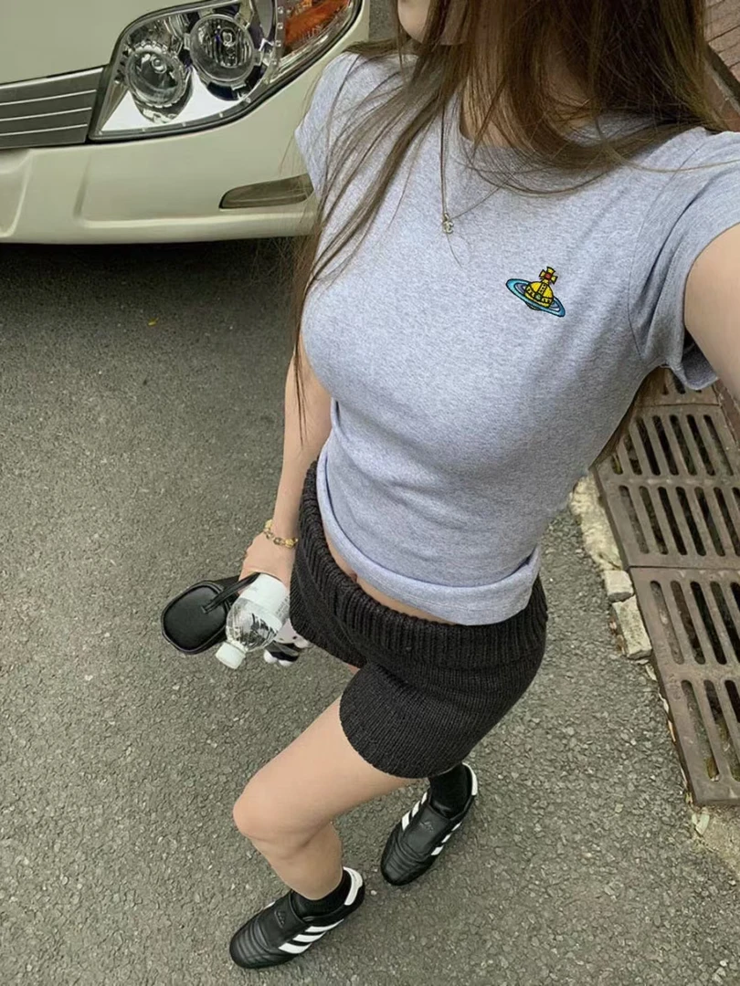 AWY 福（1AWYL1145#）小地球刺绣！圆领修身短T恤 6-8