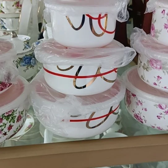 新疆西藏包邮鸿运骨质瓷三件套保鲜碗