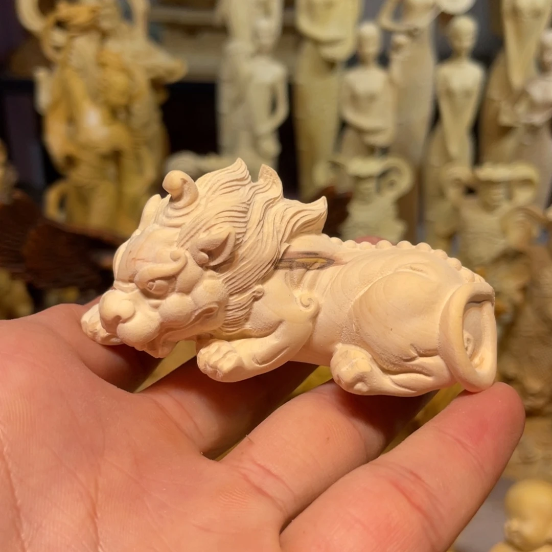 黄杨木瑕疵貔貅手把