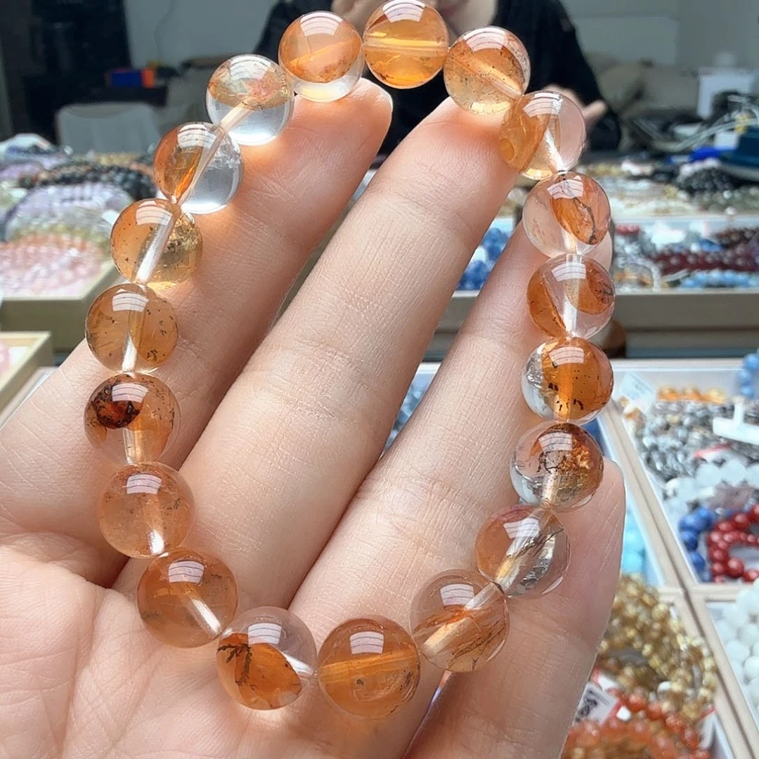 水晶手链未镶嵌F098黄胶花10.7mm