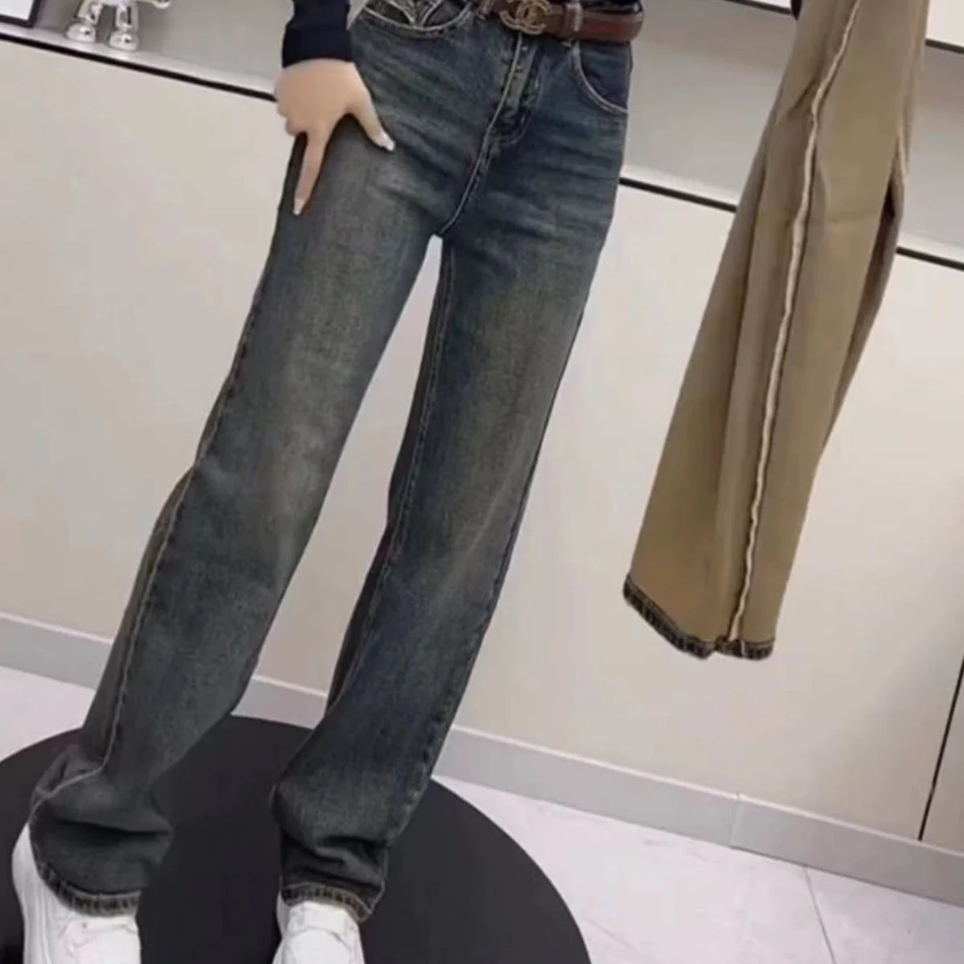 2025年新款时尚土耳其色窄版加厚加长版直筒裤8528