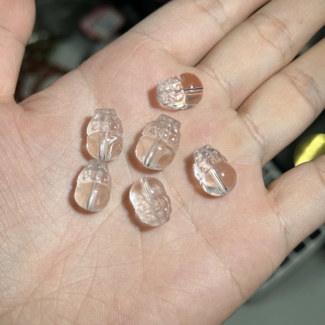 【M81】白水晶通孔貔貅配件多样性发其一