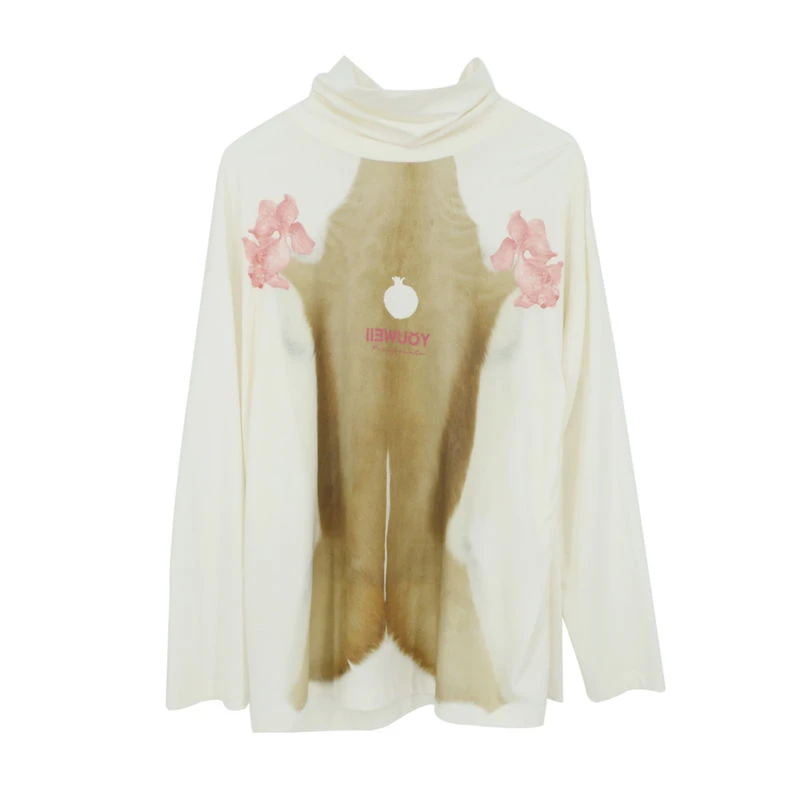 【SFF推荐】有尾25早春主题锦鲤印花高领长袖T恤简约时尚洋气5745