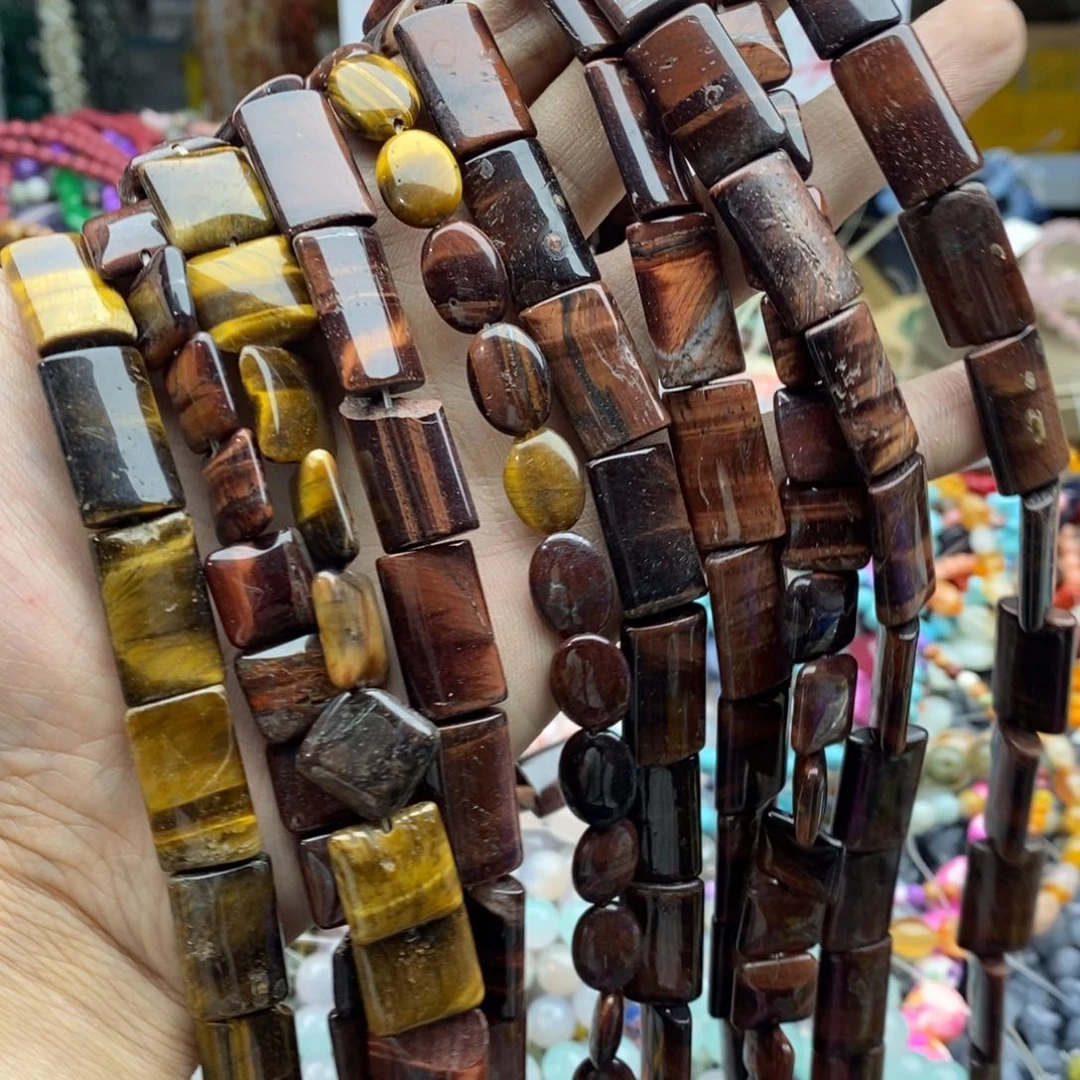 玛瑙/玉髓未镶嵌珠宝半成品打包10条虎石L113