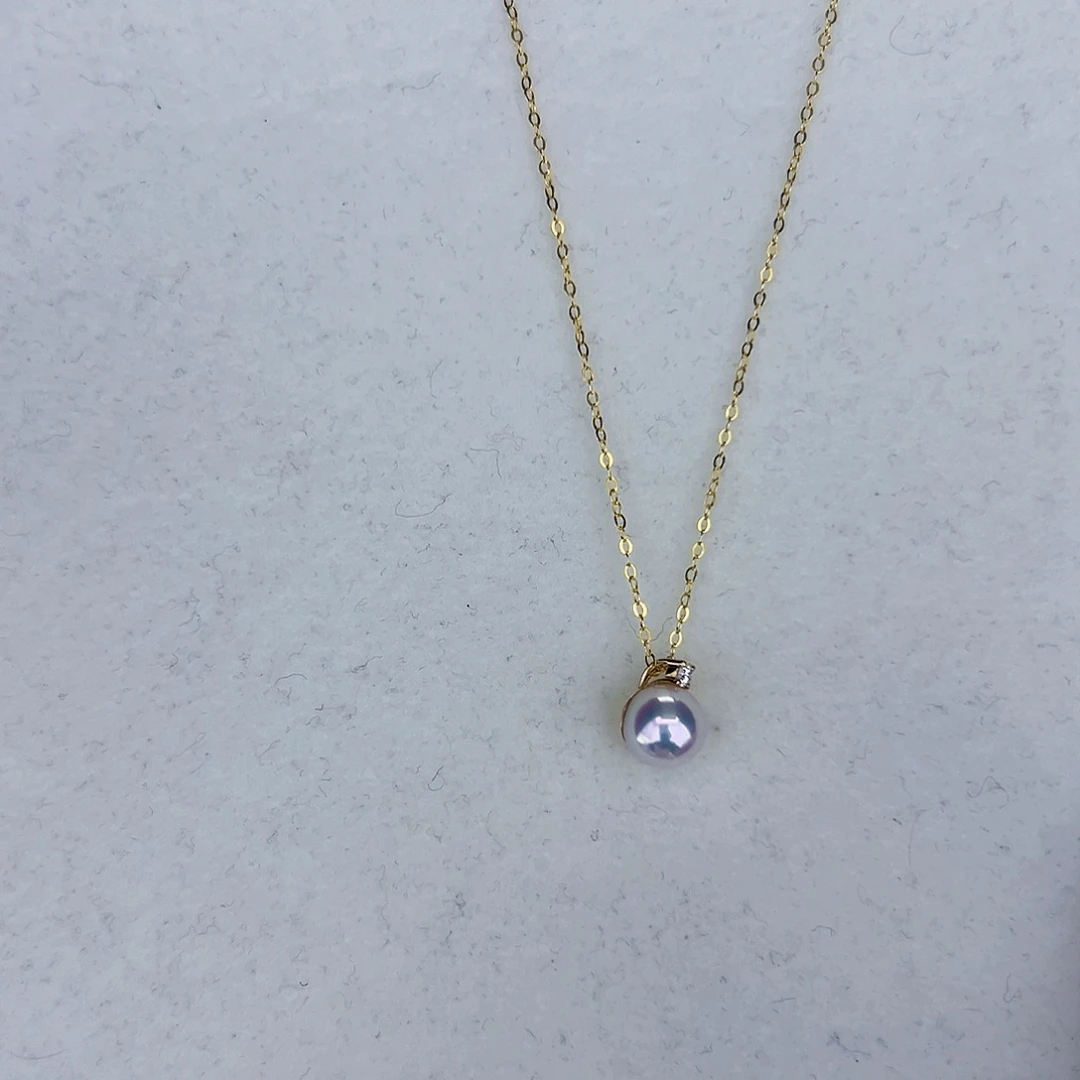 海水珍珠海水akoya王妃吊坠7-8mm18K金镶嵌