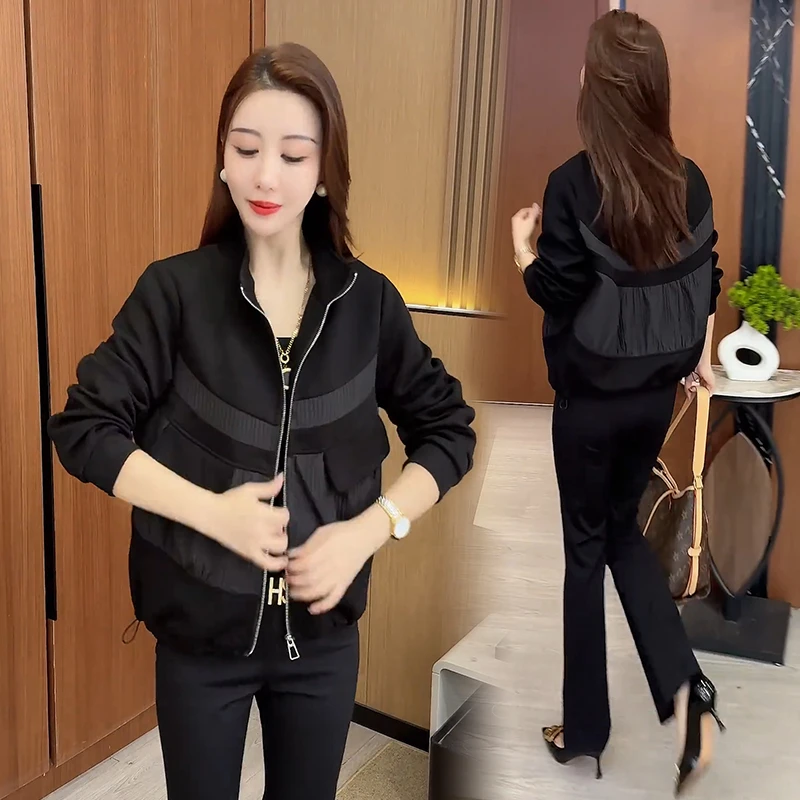 时尚短款外套女2025春季新款气质显瘦百搭立领开衫休闲夹克上衣潮