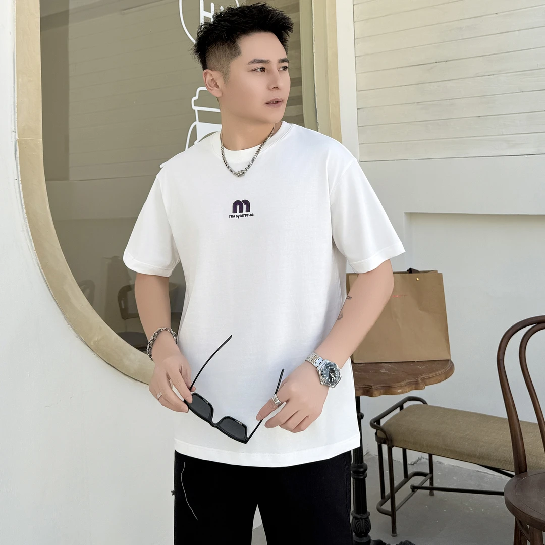 男士短袖T恤夏季2025年新款夏装百搭宽松男休闲圆领印花上衣66021