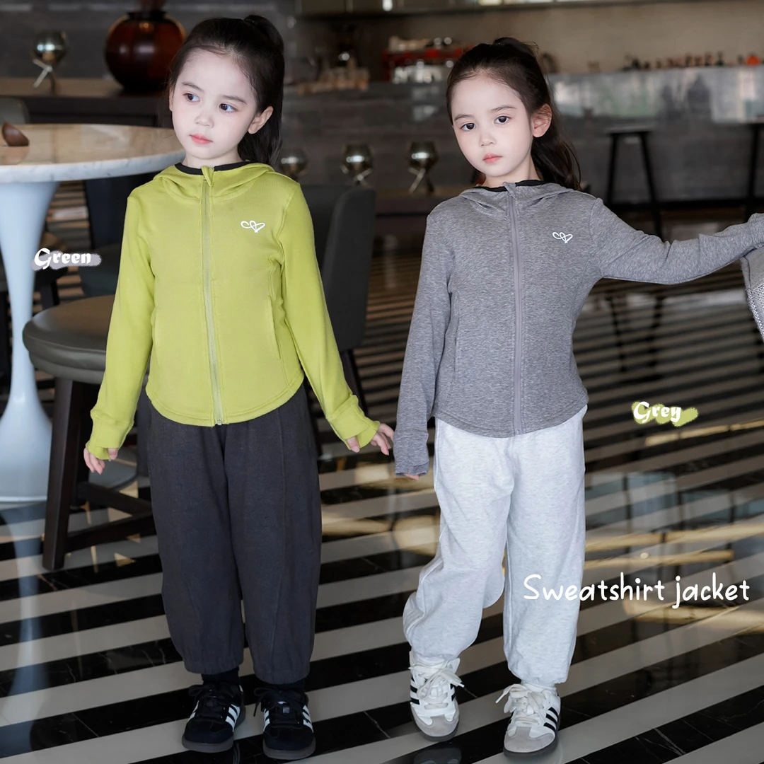 AnnieGirl秋季新款天丝羊毛女童连帽外套休闲儿童运动帽衫2025