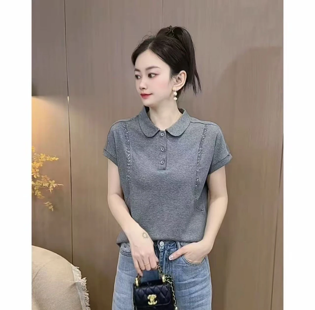 夏季新品百搭耐看轻奢气质显瘦欧若风棉上衣