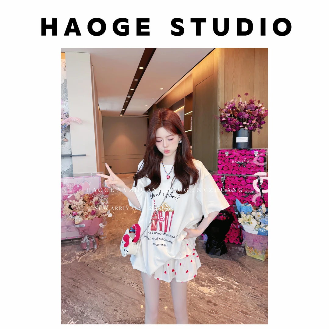 浩哥严选●爆米花T恤预C5TX4571A显瘦短袖夏季小众宽松通勤版