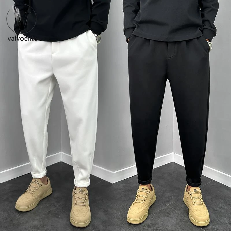 VALVOELITE夏季薄款纯色裤子男士休闲裤潮流宽松时尚百搭小脚哈伦