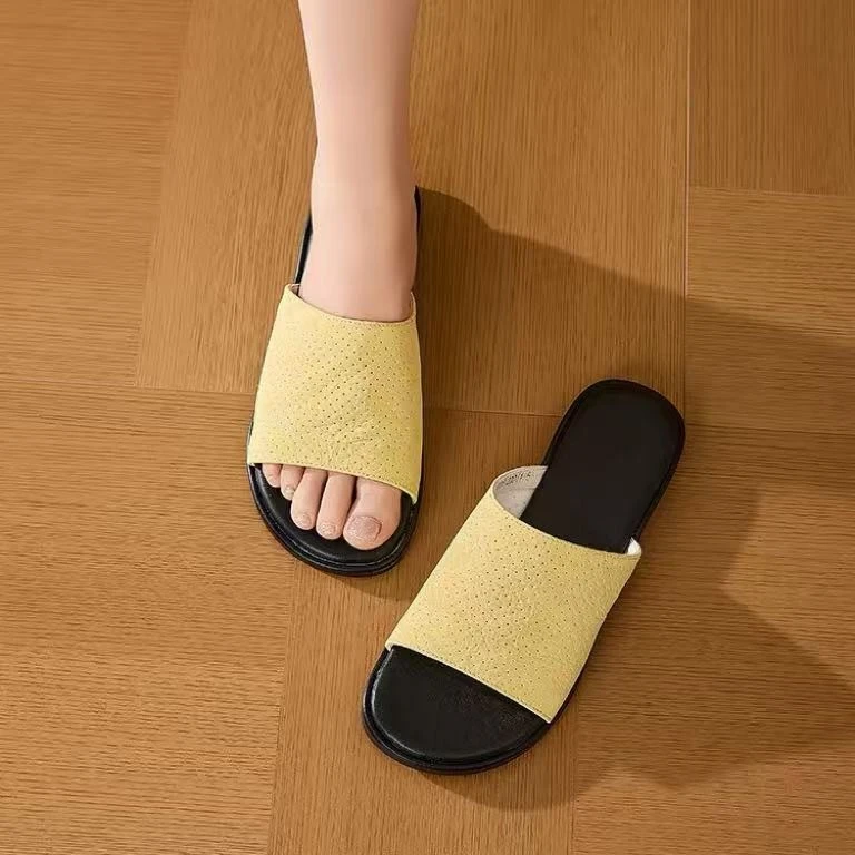 法式时尚百搭女夏季外穿露趾平底一字拖鞋0203