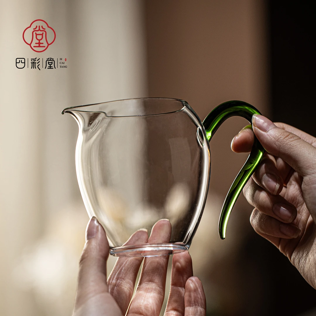 正品四彩堂公道杯手工高硼硅耐热玻璃茶具茶海高档公杯分茶器