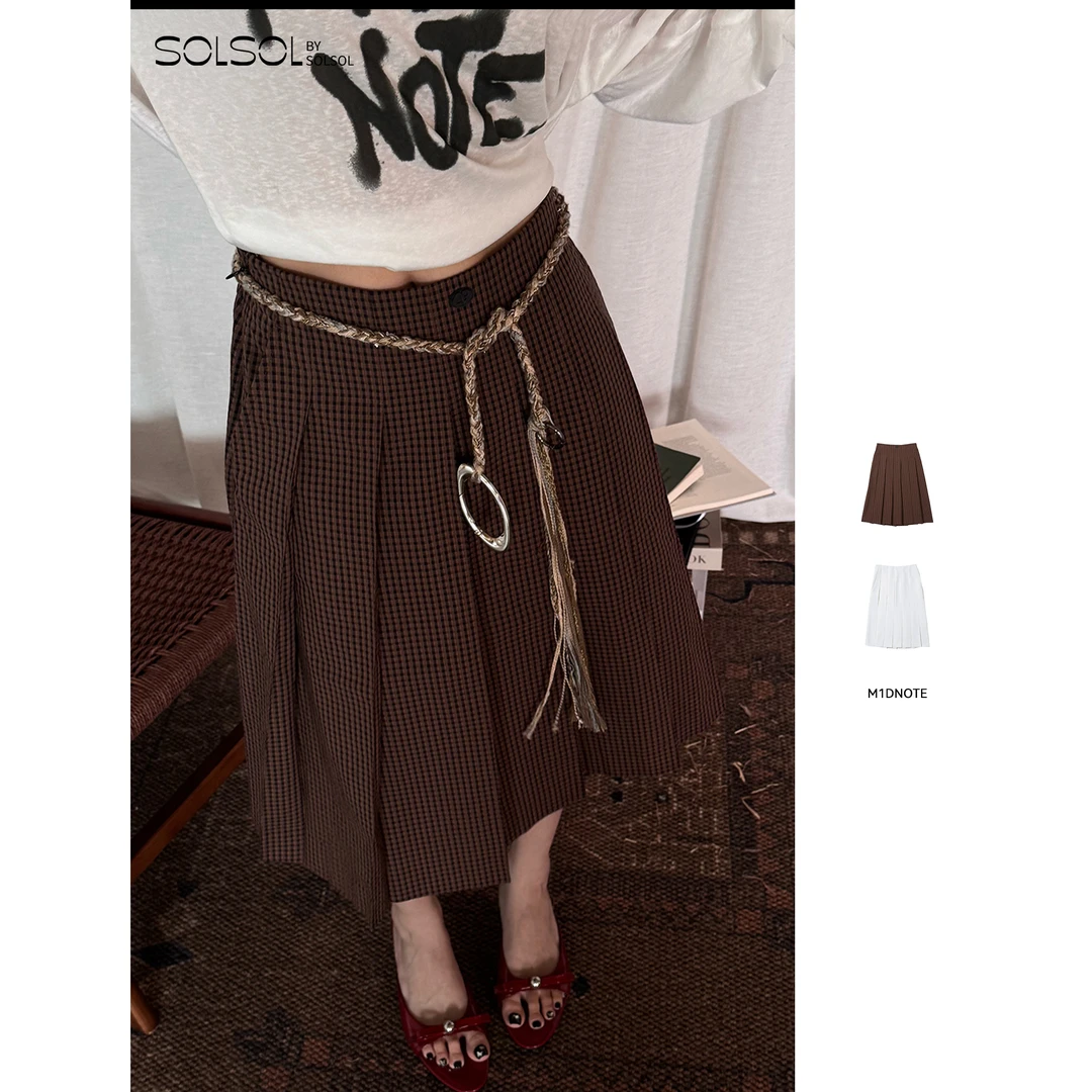 M1DNOTE小众设计师品牌25春夏新品百褶半裙SOLSOL买手店