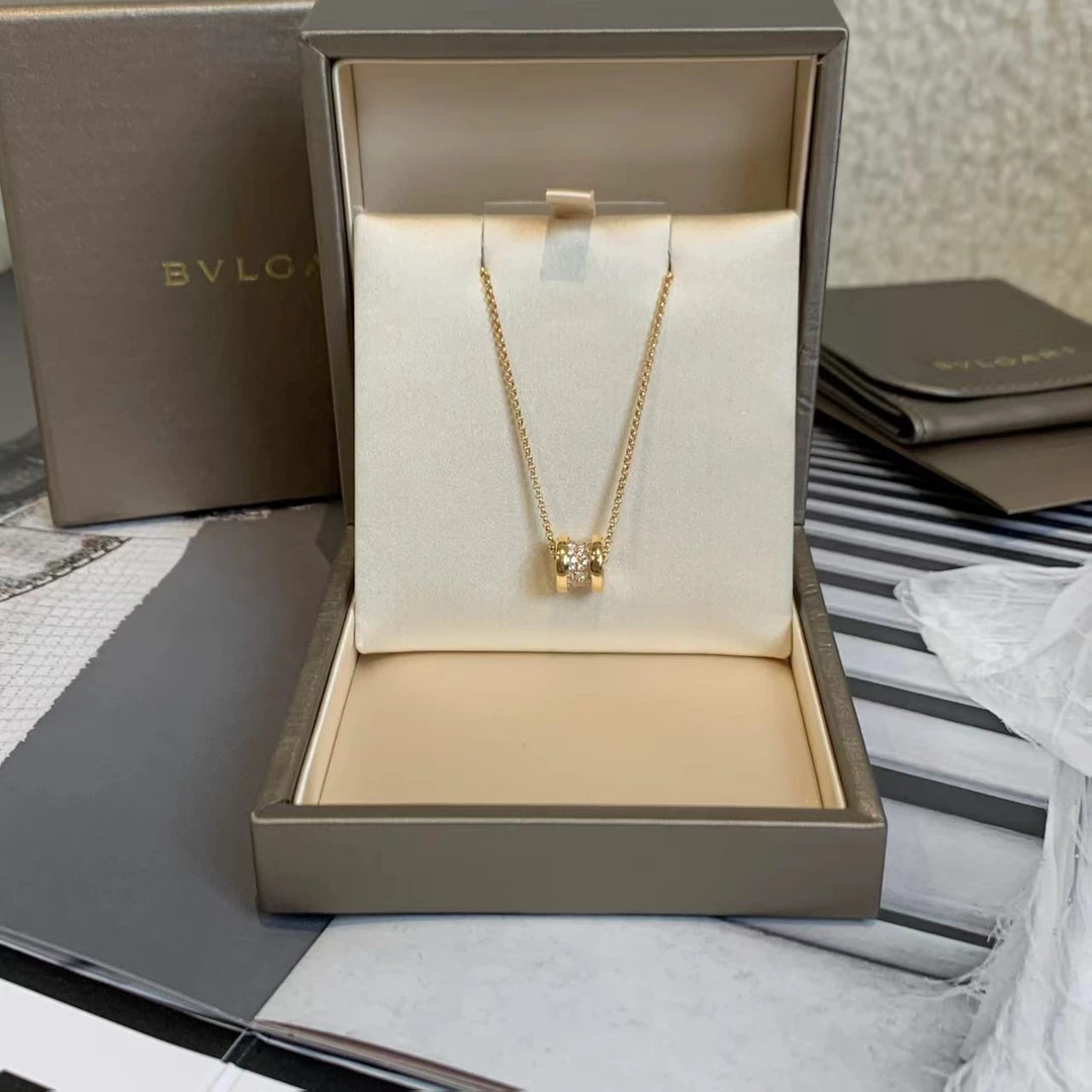 99新 BVLGARI/宝格丽 壹臻玫瑰金B.zero1满钻小蛮腰项链 32374321