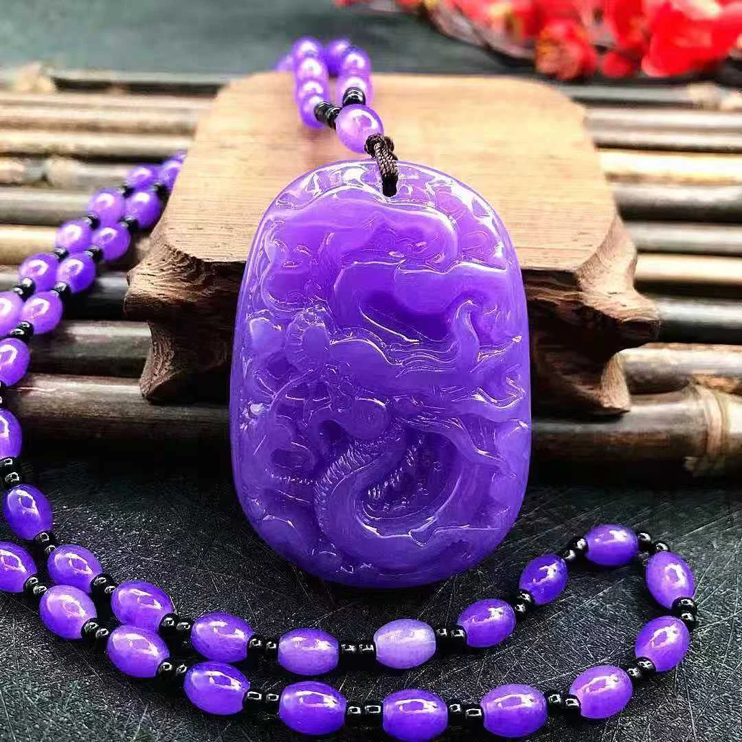 非金属树脂项链 2025紫罗兰龙牌吊坠 龙腾盛世民族风项链
