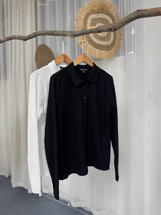 5732早秋时尚百搭职场气质翻领修身长袖衬衫女