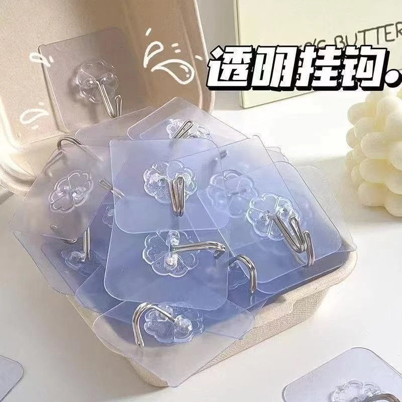 免打孔挂钩家用力自粘挂壁式墙上无痕厨房卫生间浴室通用透明粘钩