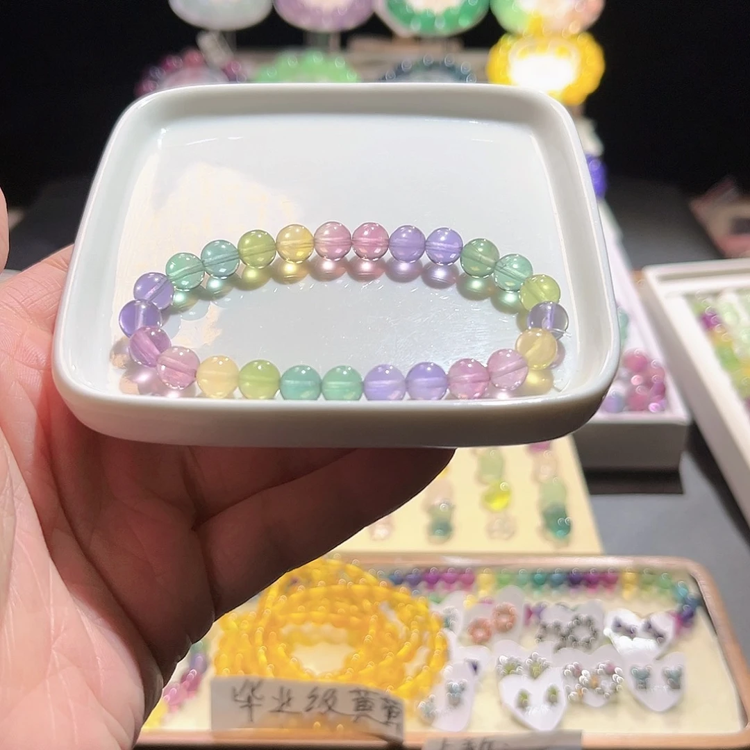 未镶嵌萤石手链人鱼色马卡龙7加