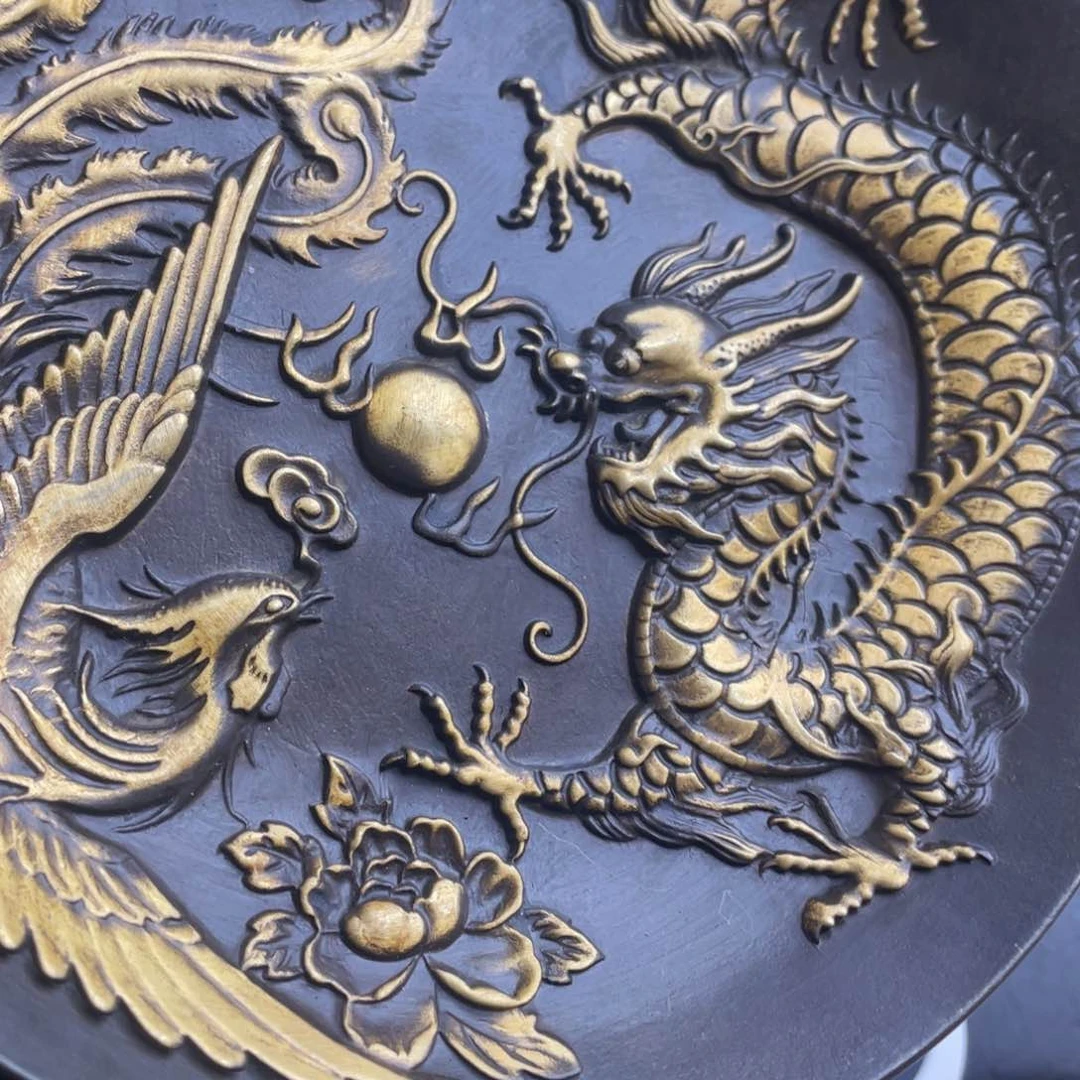 原矿风磨铜龙凤盘