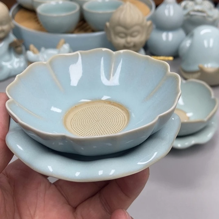 瓷河**哥天青色张君老师瑕茶漏