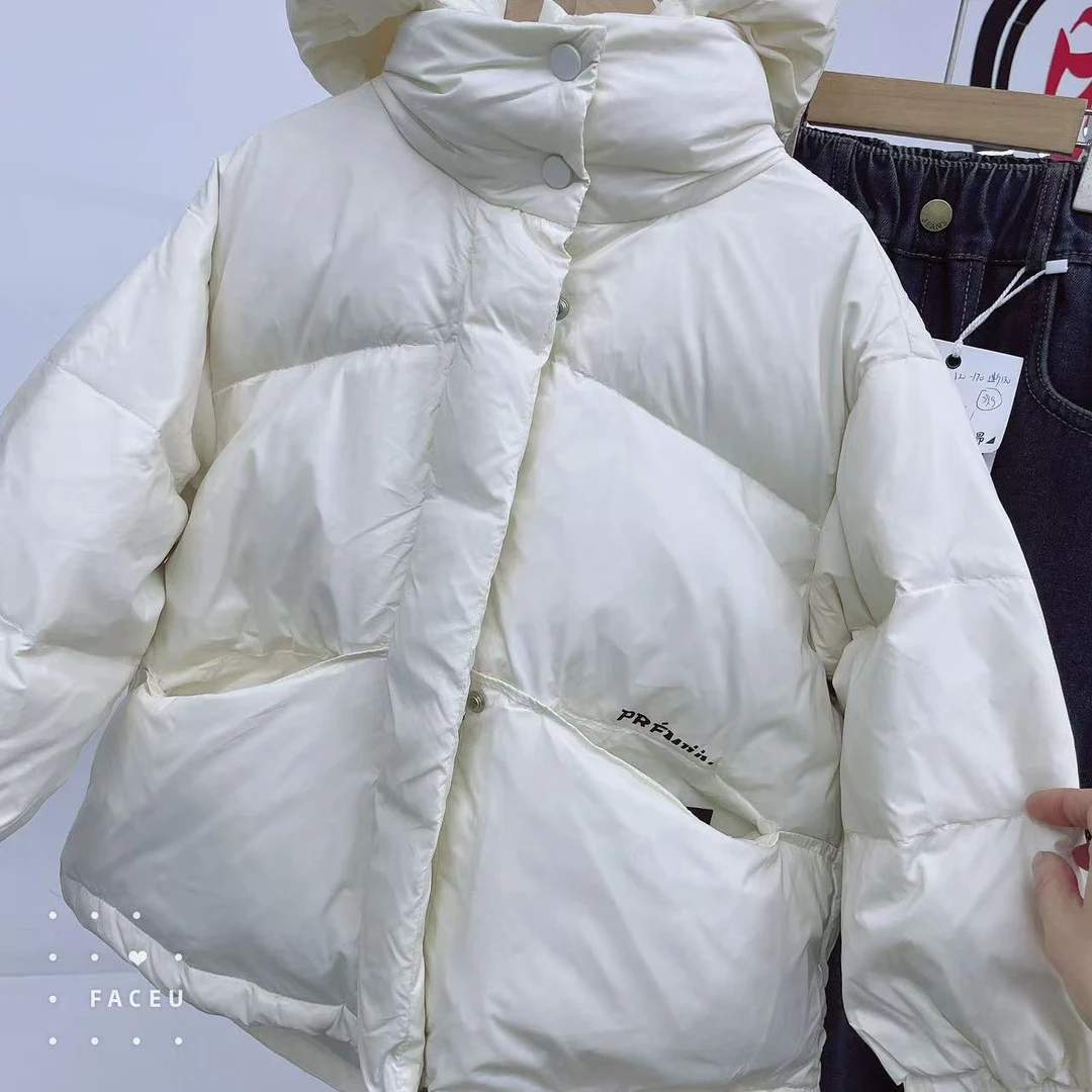 412264《白》优选韩版儿童休闲百搭时尚连帽洋气羽绒服