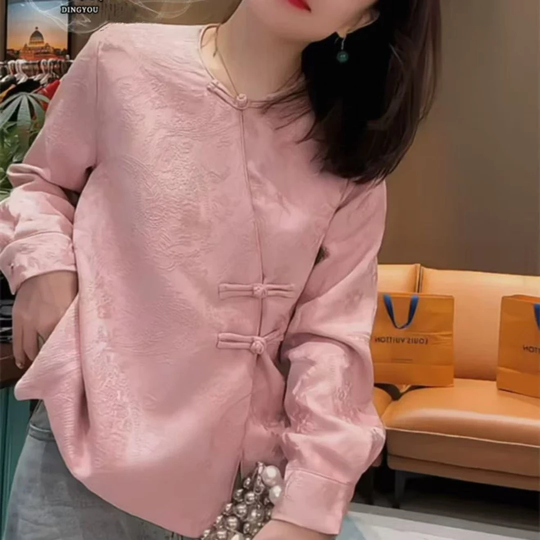 新中式衬衫女2025新款气质女神范减龄斜襟盘扣国风上衣打底秋冬