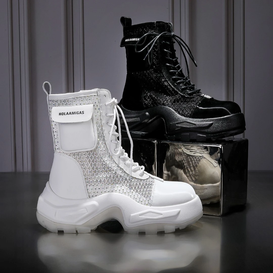 增高7cm时尚厚底潮流夏季百搭网靴休闲鞋2332-2