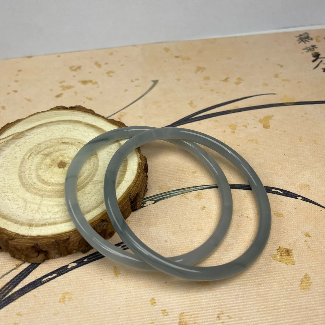 53-54圈口手镯一步一响叮铛镯闺蜜手镯雾霾蓝