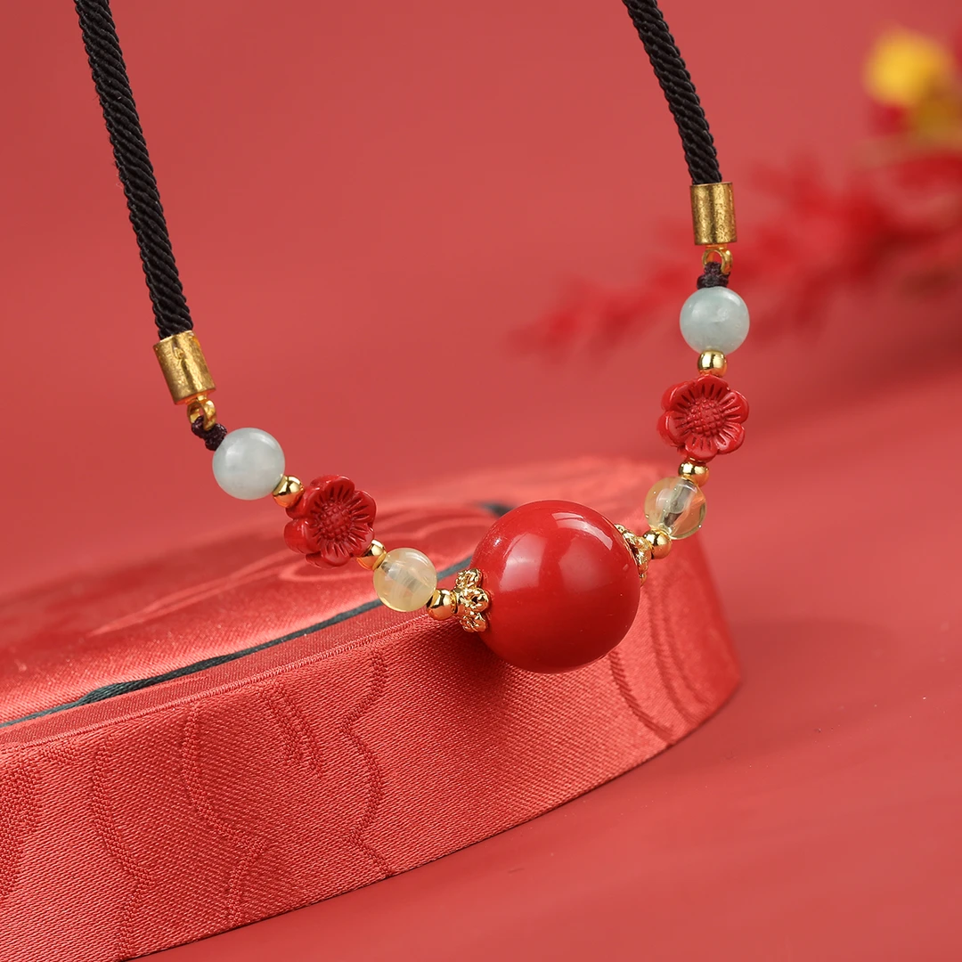 含辰砂工艺品高含量朱砂转运珠锁骨链红砂花开富贵手链