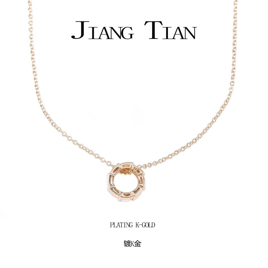 铜合金贝壳吊坠 CNC精工 经典 灵蛇满钻单圈吊坠项链P1118