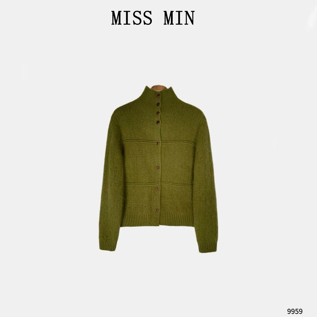 MISS MIN【宣言】时尚翻领羊毛针织设计小众衣服显瘦百搭上衣9959