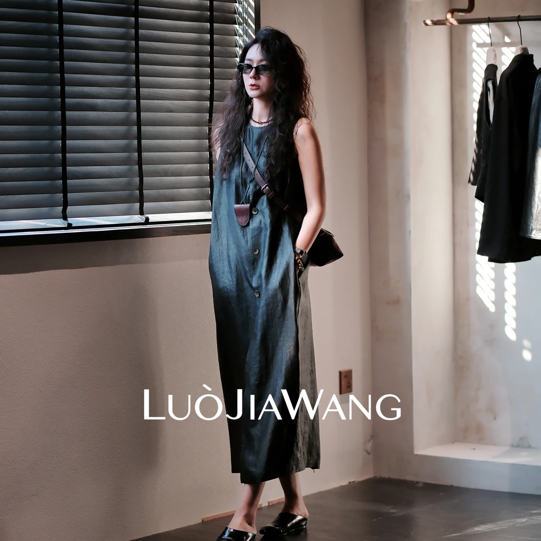 100%桑蚕丝香云纱显瘦时髦艺术百搭连衣裙LUOJIAWANG|下午闺蜜局|