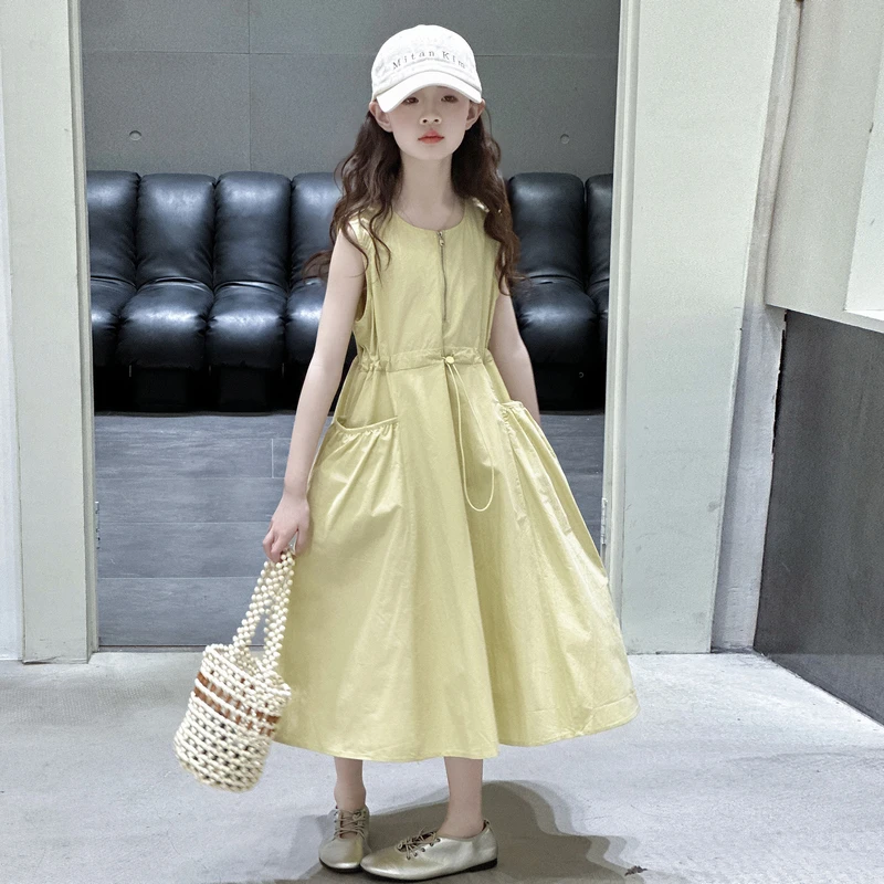 儿童2025年夏装大女童装裙子夏季背心吊带连衣裙宽松显瘦款花苞裙