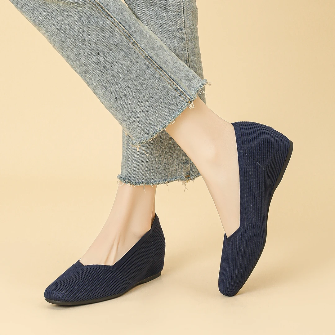 方头内增高王妃鞋女新款编织舒适平底单鞋透气不累脚职业工作鞋女