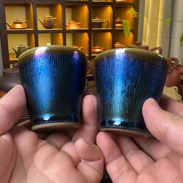 茶盏微瑕曜变可乐杯一对
